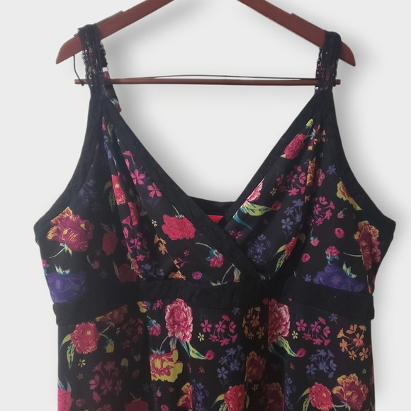 Torid Betsey Johnson Midi Mesh Overlay Lace Inset Dress Black Multi Plus Size 4 - Picture 2 of 14